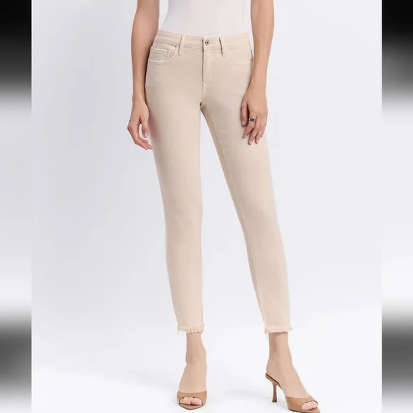 VERVET Winter White Mid Rise Crop Frayed Hem Straight Jeans. Size 25 - Picture 2 of 16